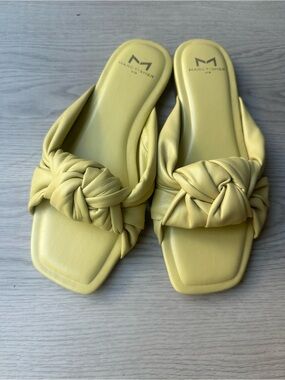 Marc Fisher Pale Yellow Knotted Slide Mules